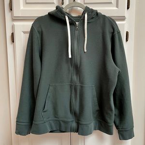 Everlane 🧃 Twill Full-Zip Hoodie | Large | Forest Green | 100% Cotton |